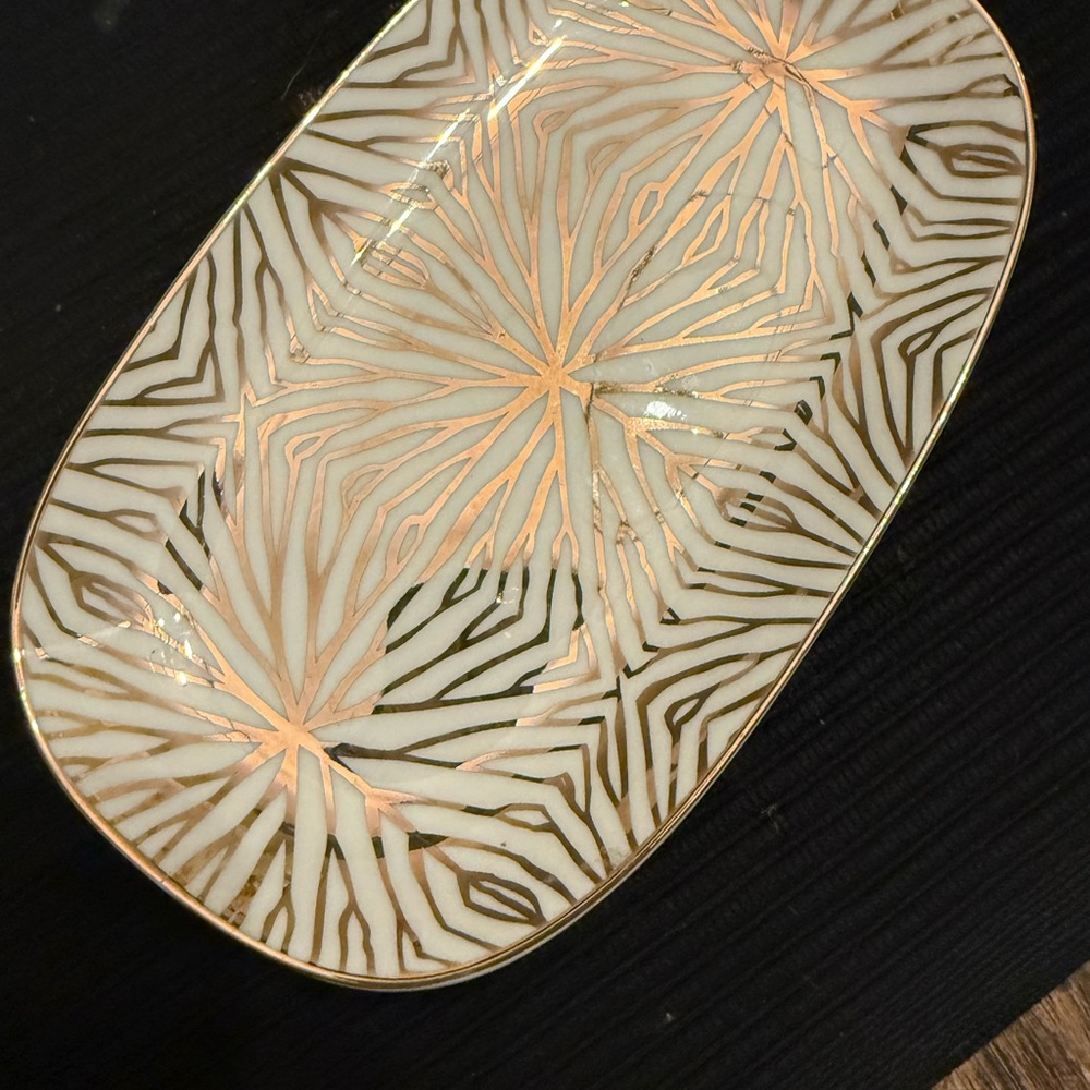 Elegant Gold and White Serving Platter Talianna catch all dish
